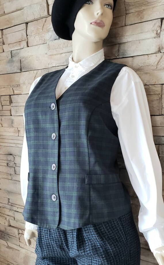 Vintage Checkered Tartan Waistcoat - image 3