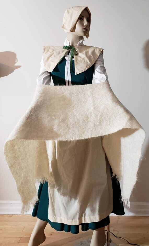 Beige Mohair Wrap Scarf Historical Outerwear - image 8
