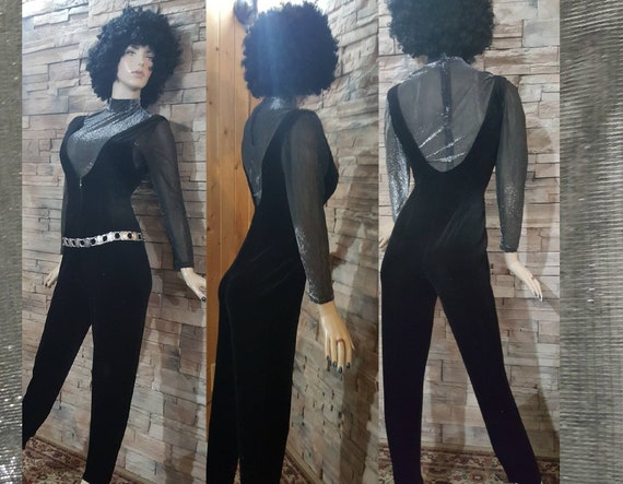 Disco overall and silver top/Velvet jumpsuit