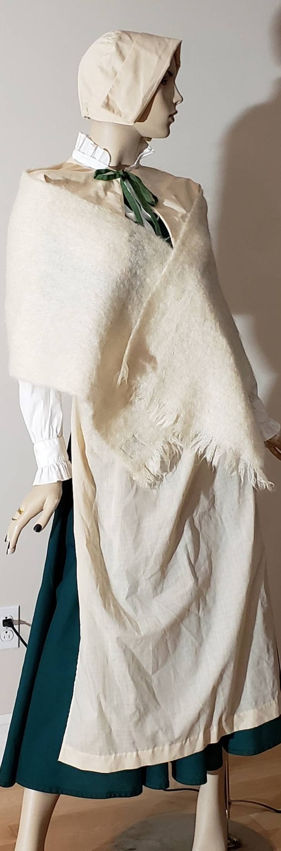 Beige Mohair Wrap Scarf Historical Outerwear - image 5