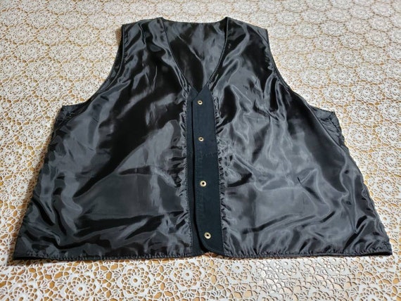 Black Suede Western Vest Vintage Waistcoat Size L - image 9