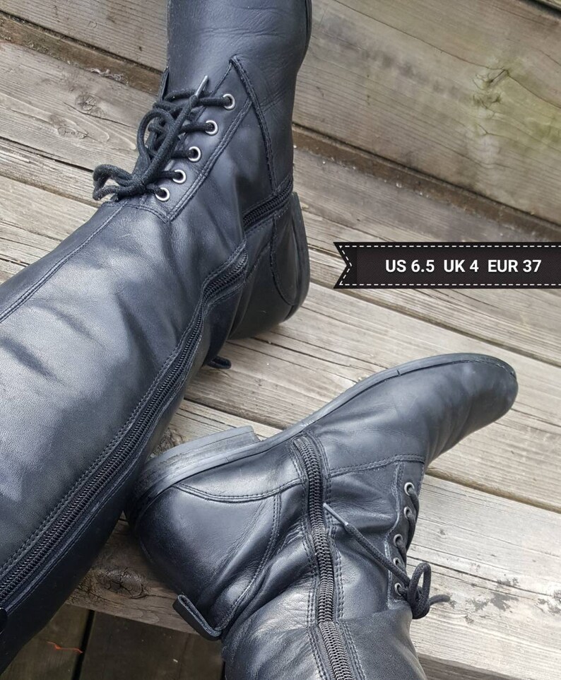 Black tall steampunk bootsvintage riding footwear