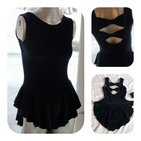 Skating Velvet Leotard Dress Dark Green