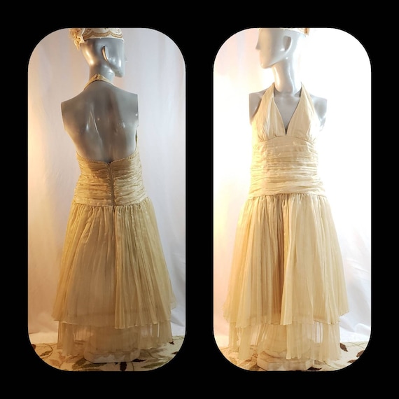 Gold halter top dress/Marilyn Monroe style/1950's