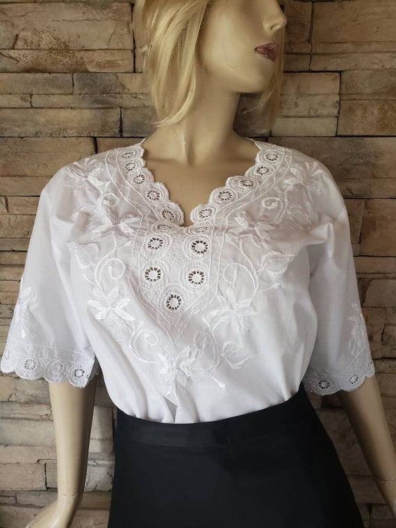 Embroidered White Victorian Steampunk Blouse