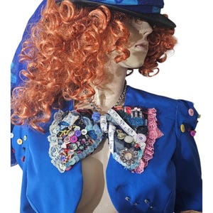 Mad Hatter Costume Bowtie, Alice in Wonderland Accessories, Steampunk Patchwork Necklace