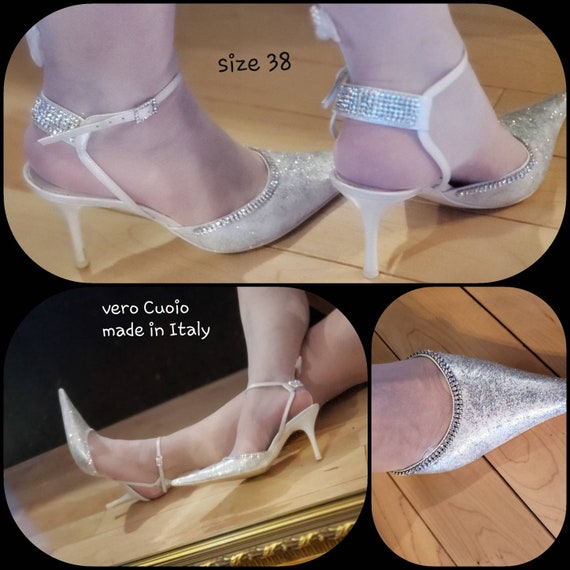 Rhinestone Glitter Prom Wedding shoes/made in Ital
