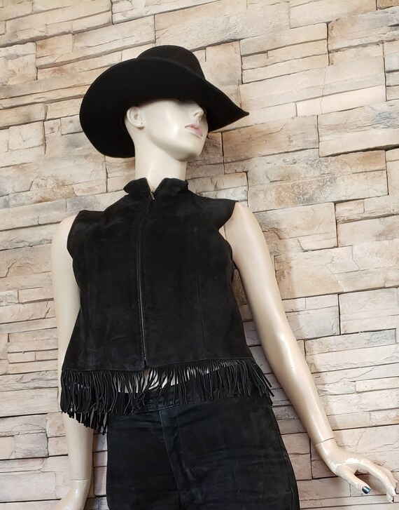 Suede Leather Pants Vest Set Western Style - image 3