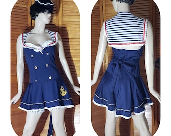 Nautical Sailor Costume For Women, Sexy Pin Up Girl Halloween Outfit