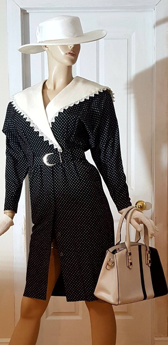 Authentic Polka Dot Button Through Wrap Dress Uni… - image 8