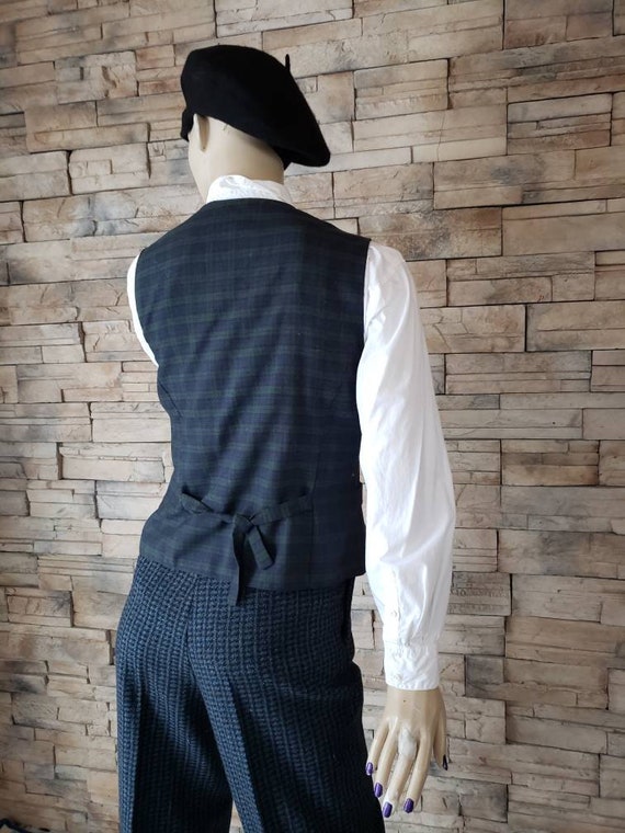 Vintage Checkered Tartan Waistcoat - image 4