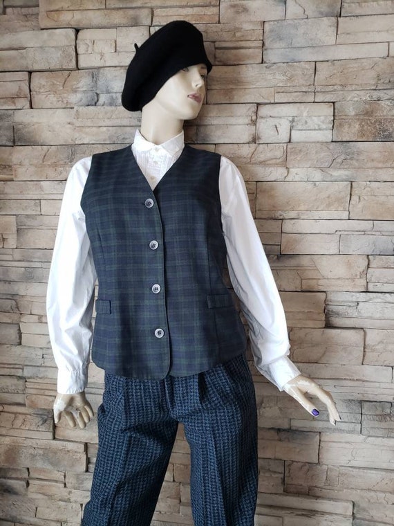 Vintage Checkered Tartan Waistcoat - image 1