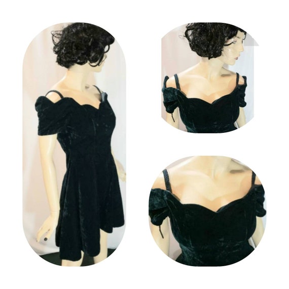 Green Off Shoulder Velvet Dress
