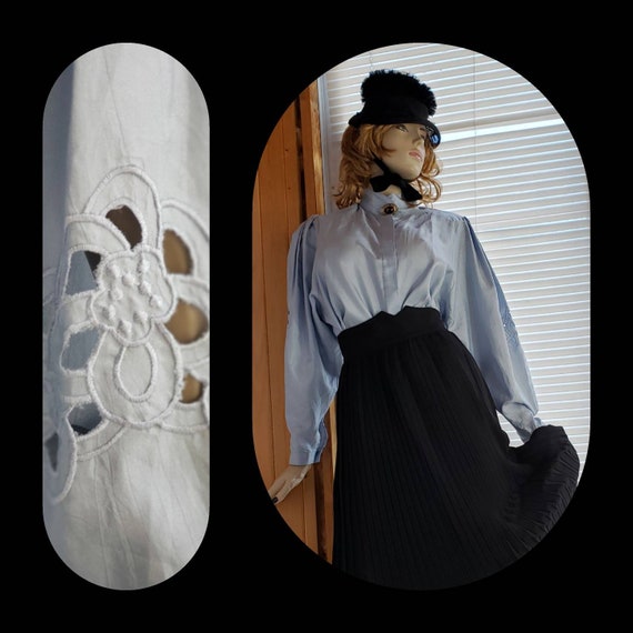 Dust-blue Edwardian Style Blouse