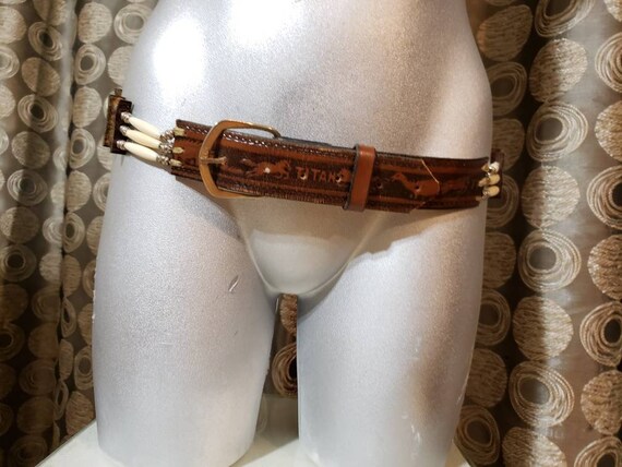 Tooled Western Leather Belt