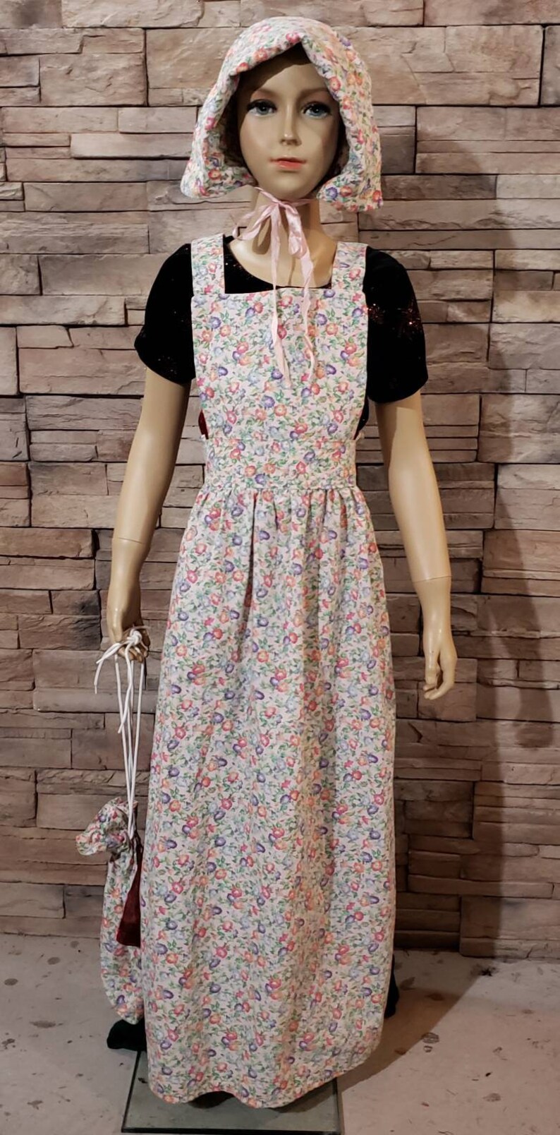 Pilgrim Apron Bonnet Set Pioneer Girl Cosplay