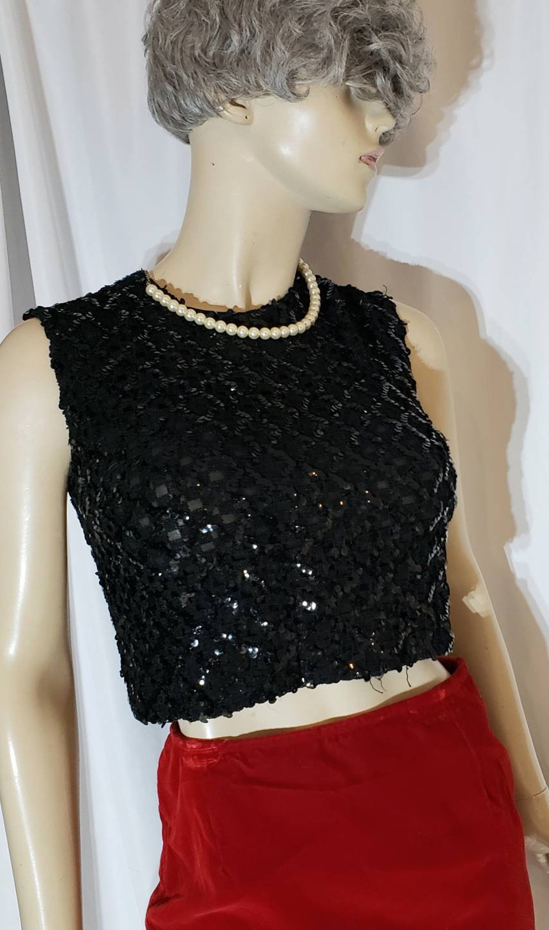 Asita-Sequin Top With Front Slit And Cowl Back in Black main image 0