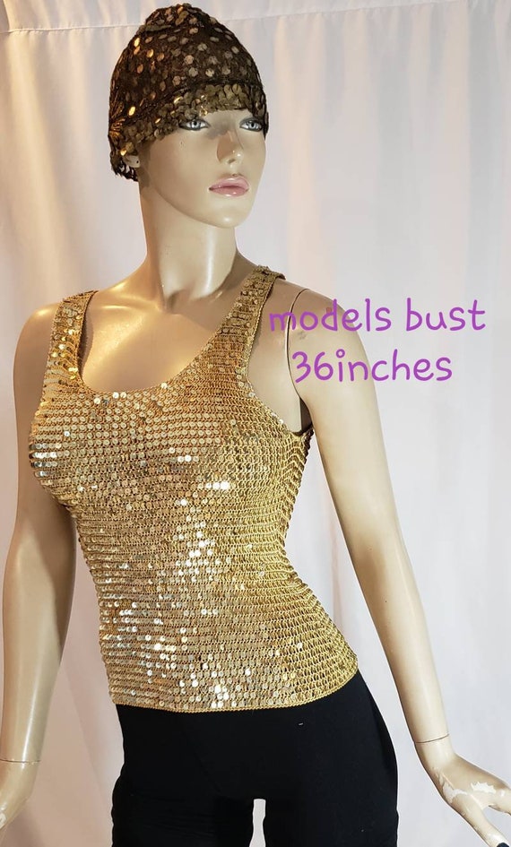 Gold Sequin stretch crop Top