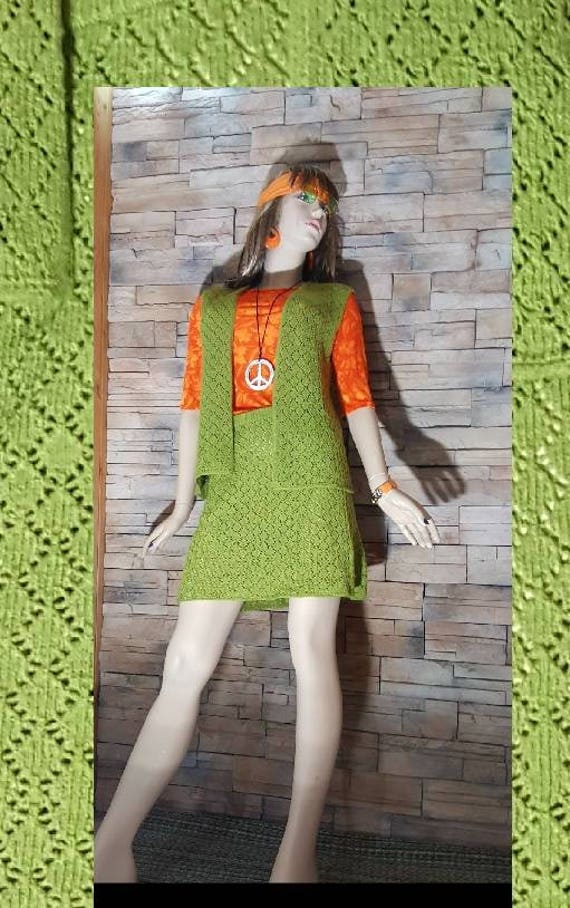 Apple Green knit hippie skirt & top