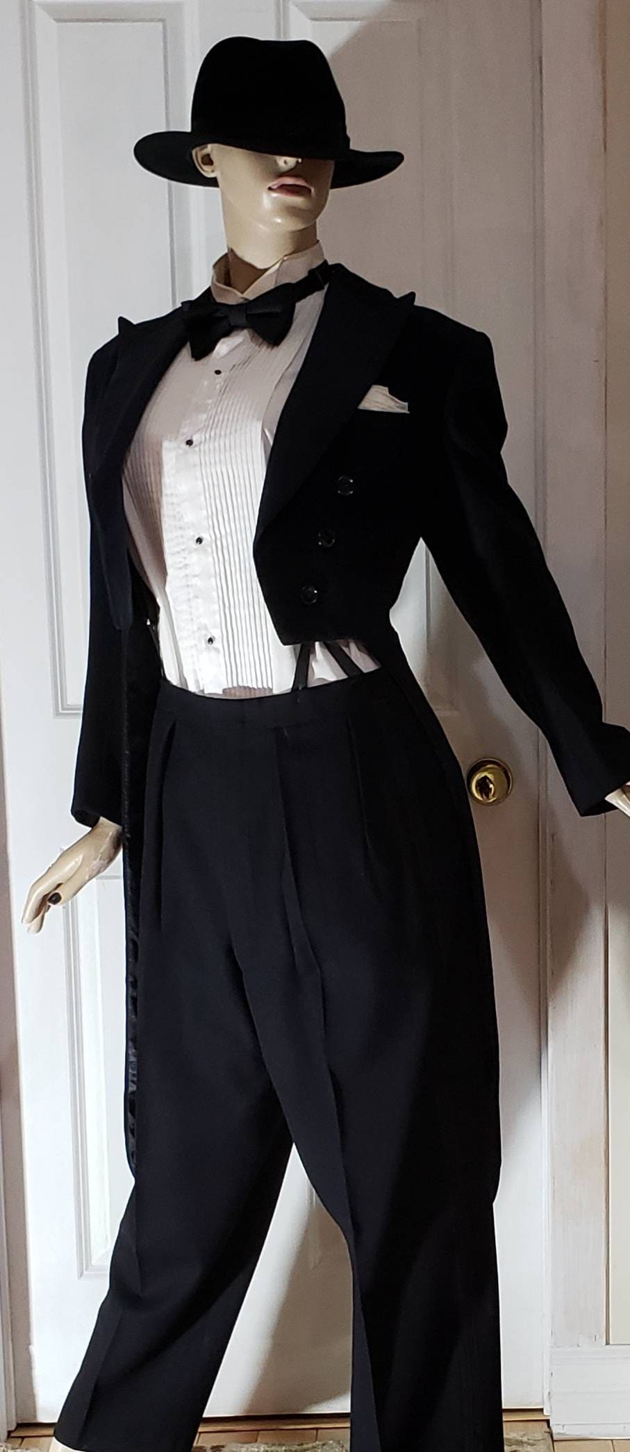 Mens White Formal Tuxedo Shirt/ Black Button Studs /Wing Tip Etsy