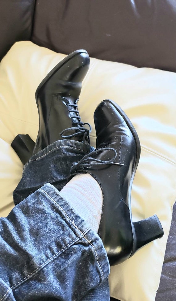 Black Oxford Tie Shoes Mid Century Style Victorian