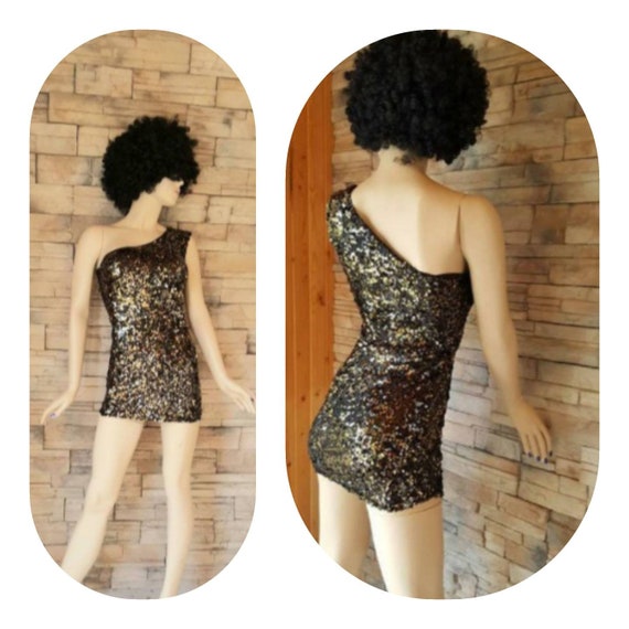 Gold Sequin Disco Mini Dress
