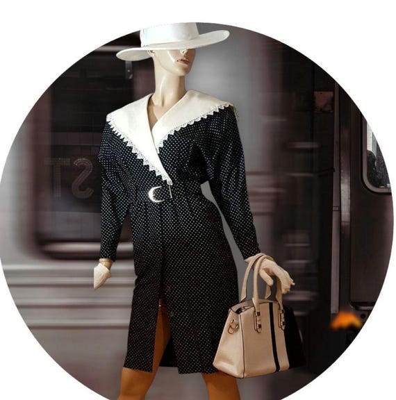 Authentic Polka Dot Button Through Wrap Dress Uni… - image 1