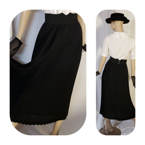 Maxi Black Accordion Pleated Skirt - image 2