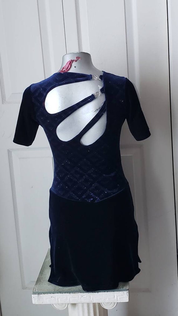 Figure Skating Velvet Leotard Dress , Dark Blue , siz… Gem