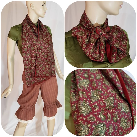 60s burgundy paisley print gentlemen scarf