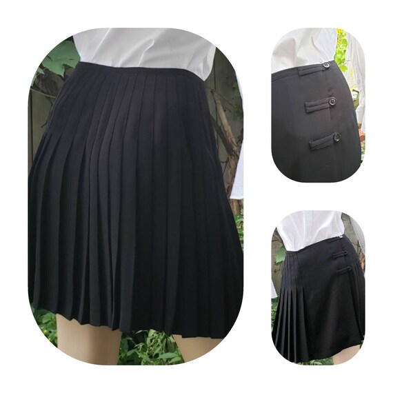 Black Pleated Wrap Skirt