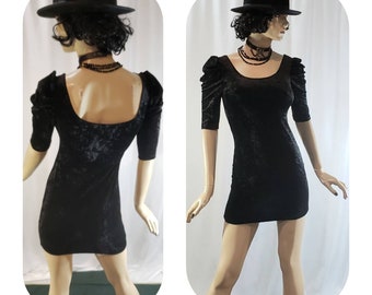 Black Stretch Velvet Mini Dress