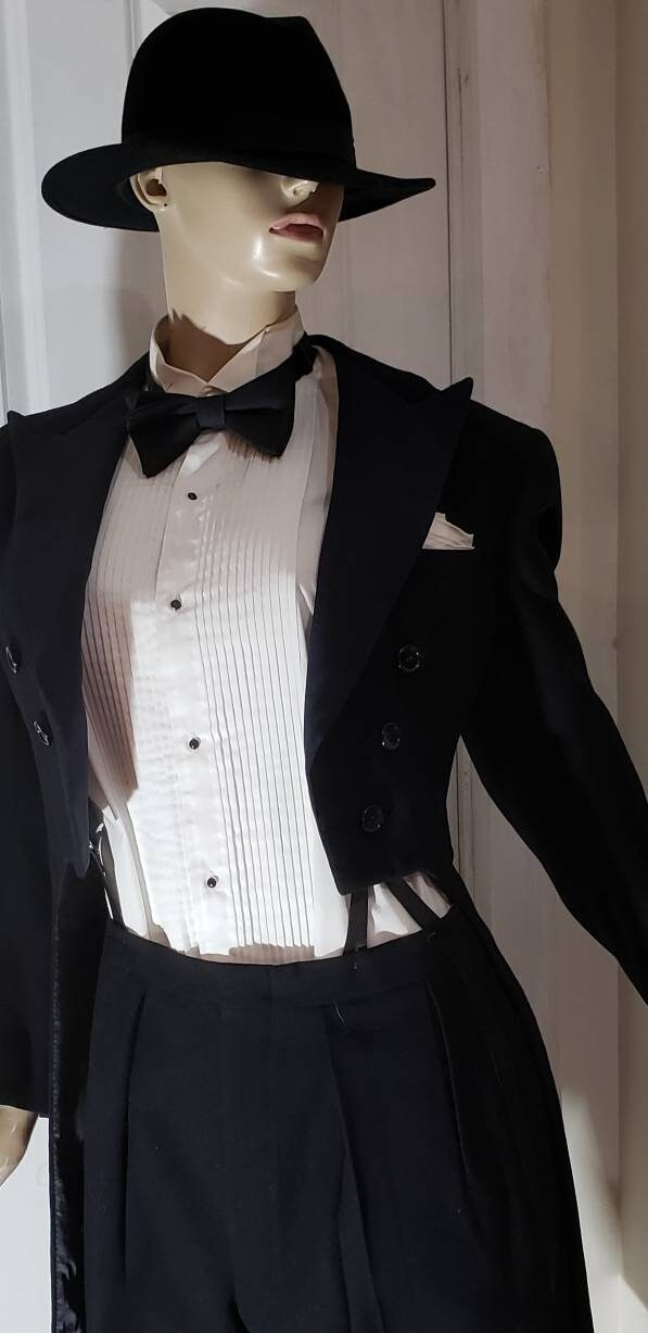 white tuxedo black shirt