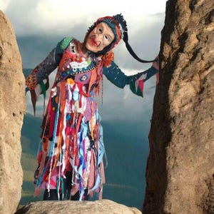 Ooak Wearable Art Dress, Elven, Tribal, Pixie, Whimsical Witch Costume
