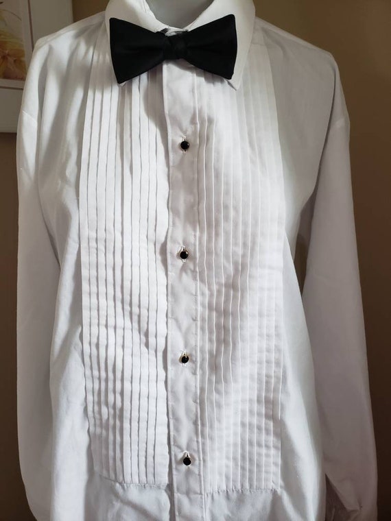 White Tuxedo Shirt /black Bow Tie 