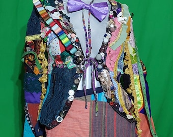One-Of-A-Kind Mad Hatter Costume, Patchwork Alice in Wonderland Outfit