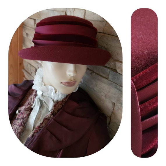 Burgundy Cloche Felt Hat