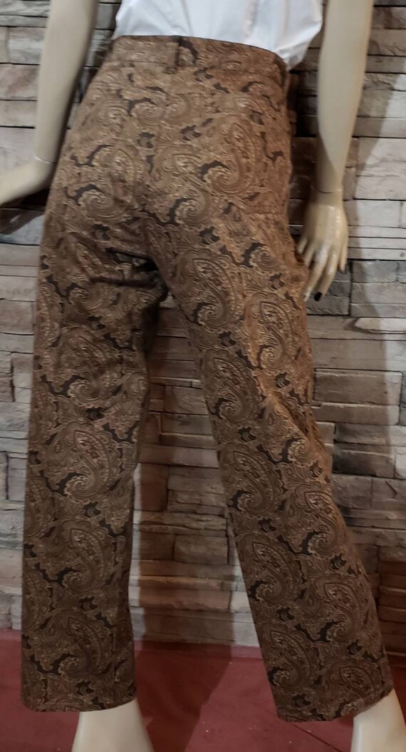Brown paisley print western steampunk pants
