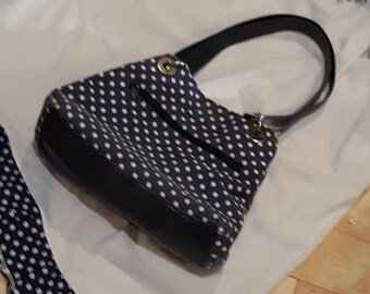 Navy Blue Polka Dots Handbag