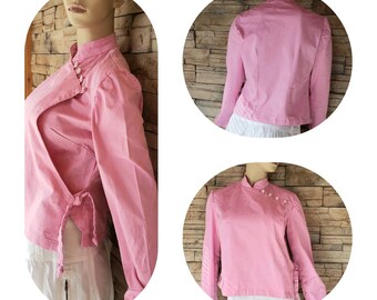 Pink Asian Style Wrap Blouse