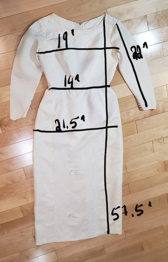 50s Wedding Dress Detachable Train Long Sleeves - Gem
