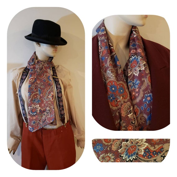 Vintage 40s large gentlemen scarf/mens 50s cravat