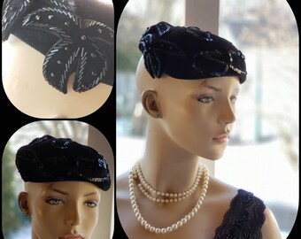 Victorian Edwardian Pillbox Hat with Embroidery