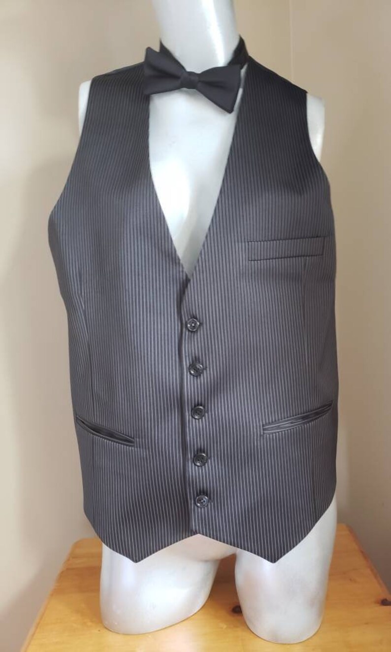 Pinstripe Formal Vest Gentlemen Waistcoat Size M image 9