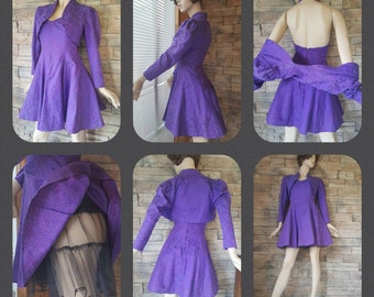 Vintage Purple Halter Top Dress with Shrug