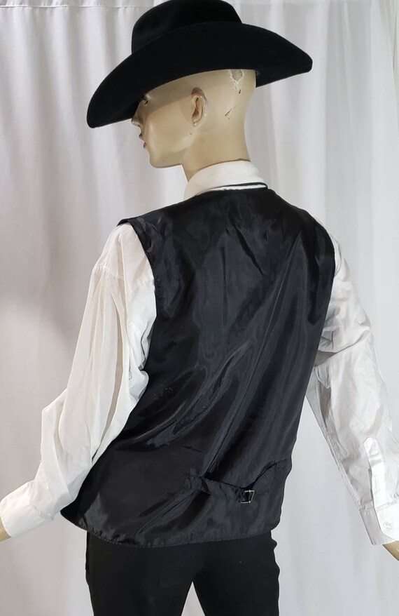Black Suede Western Vest Vintage Waistcoat Size L - image 6