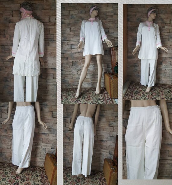 Raw Silk 60s Dress Pants Set