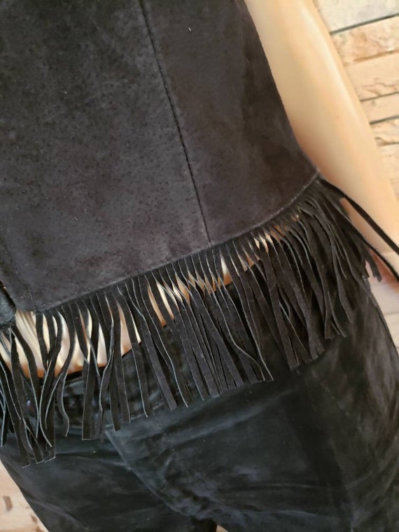 Suede Leather Pants Vest Set Western Style - image 8