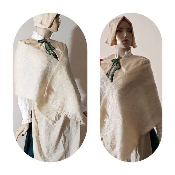 Beige Mohair Wrap Scarf Historical Outerwear - image 2