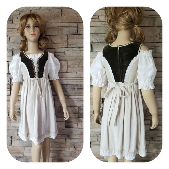 Girls German Trachten Linen Dress